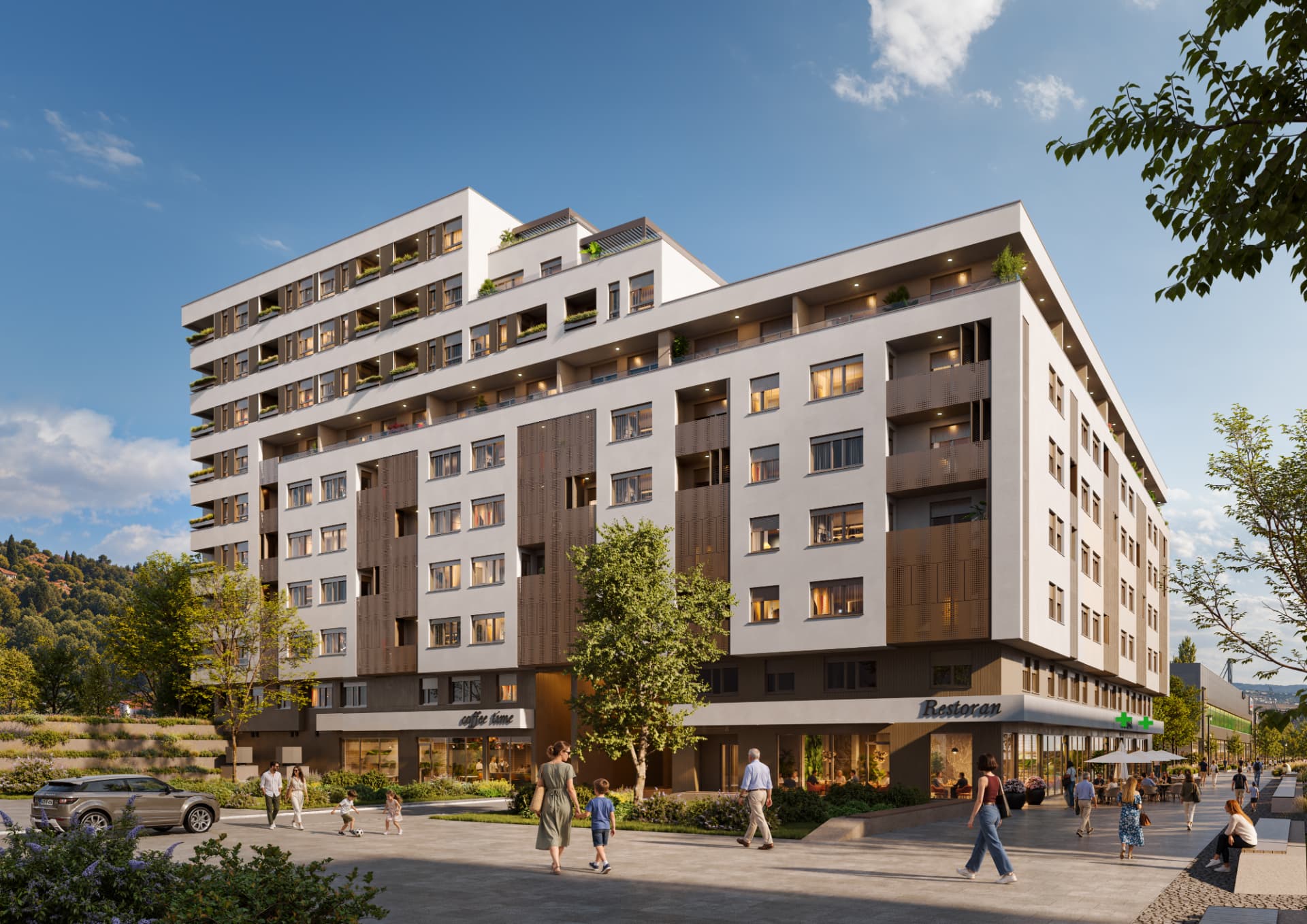 EAST POINT kompleks sa šetališta — konačni dnevni prikaz
